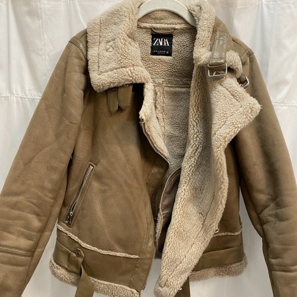 Zara Sherpa Moto Jacket